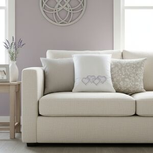 Vintage Embroidered Pillowcase Sham Purple Interlocking Hearts Romantic Bedding